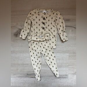 Kevin Cream Tree Print top and bottom Set - Newborn